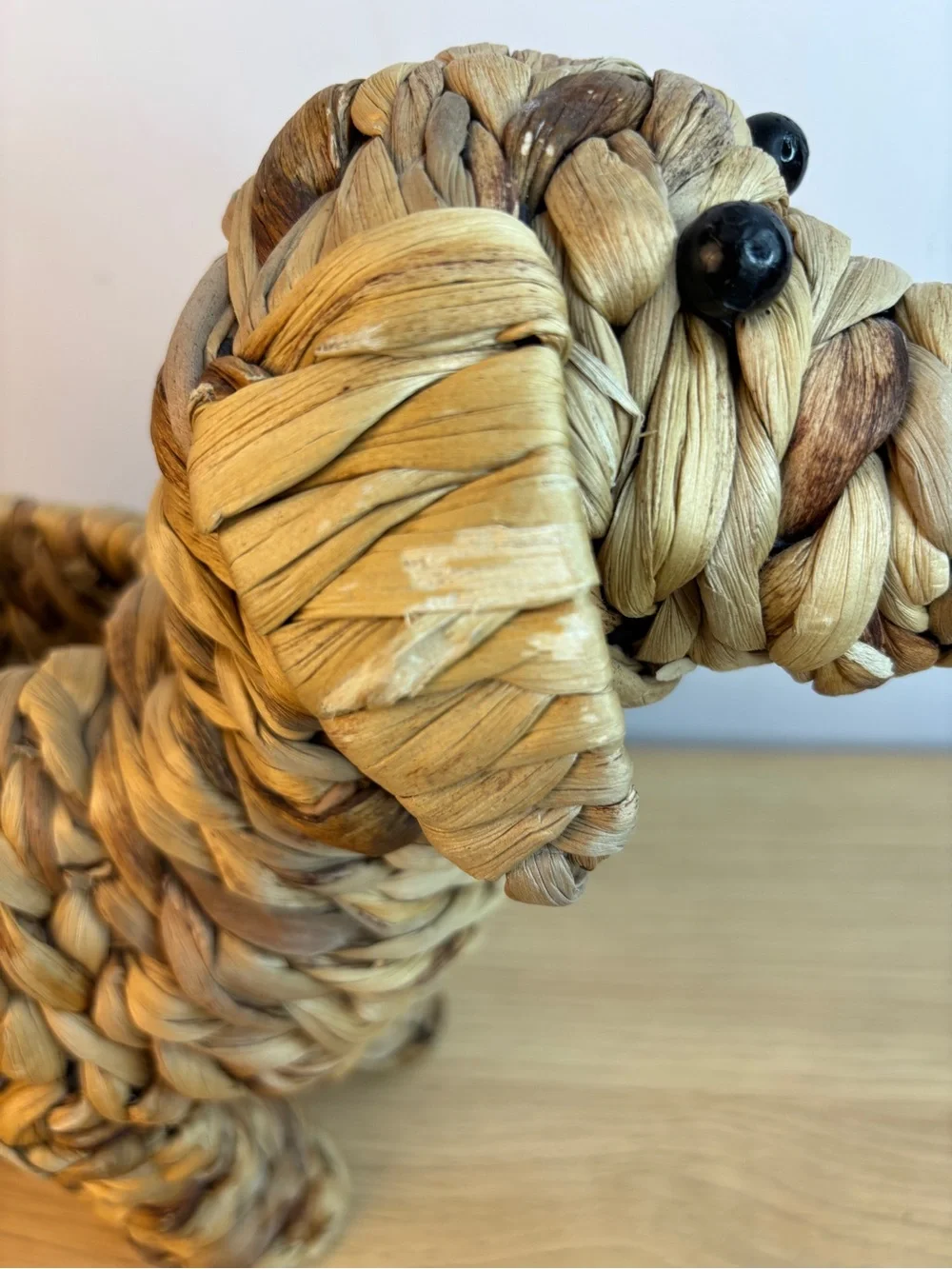 Doxy Dachshund Woven Hyacinth Grass Basket Planter / Storage